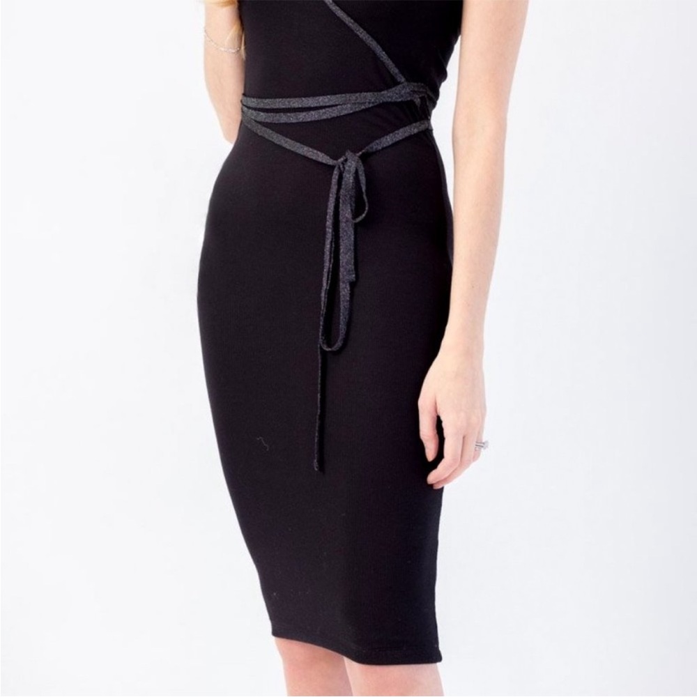 ATM Black Wrap Dress - Picture 7 of 12